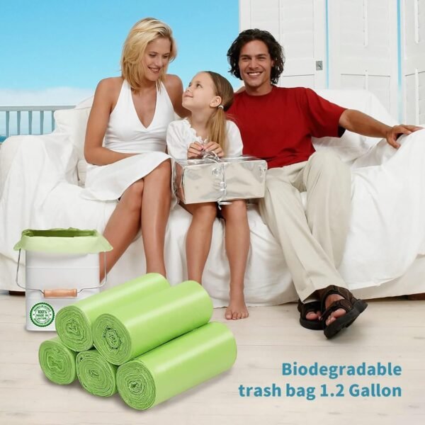 Small Trash Bags 1.2 Gallon 120 Counts Biodegradable Food Waste Bags, Mini 5L Garbage Bags Compost Strong Bathroom Bin Liner Recycle Rubbish Bag for Home Kitchen Office Pet, Green - Image 4