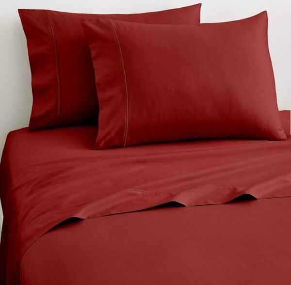 100% Organic Cotton Bed Sheets |5PC Split King, Burgundy| - Organic Sheets - 1000-Thread-Count Organic Cotton - Organic-Cotton Sateen Sheets - 15-Inch Deep-Pocket Organic Certified Cotton-Sheets - Image 3