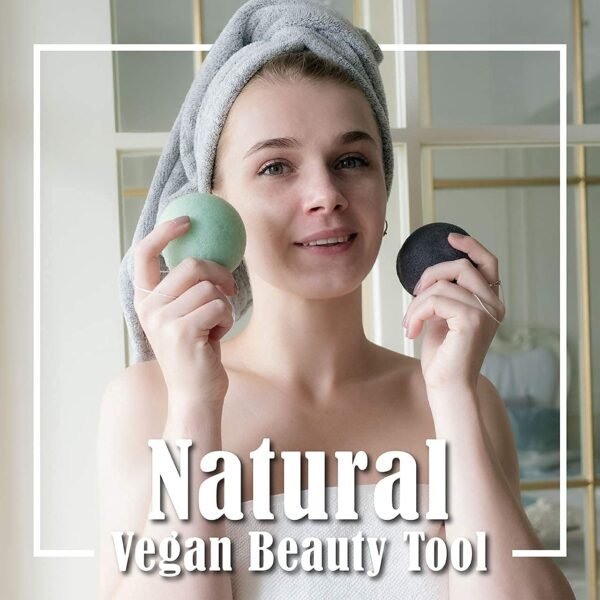 myHomeBody Natural Konjac Facial Sponges - for Gentle Face Cleansing and Exfoliation (2 Turmeric Yellow, 2 Aloe Green) - Image 6