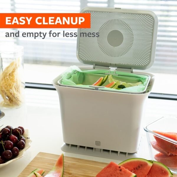 Full Circle Fresh Air Odor-Free Kitchen Compost Bin, Gray - Image 5