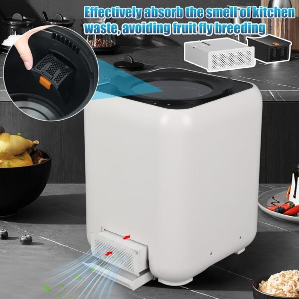 Electric Compost Bin Kitchen | 3L Smart Kitchen Waste Composter | Compost Machine for Apartment Countertop | Food Composter Indoor/Outdoor with 2 Detachable Carbon Filter - Image 3