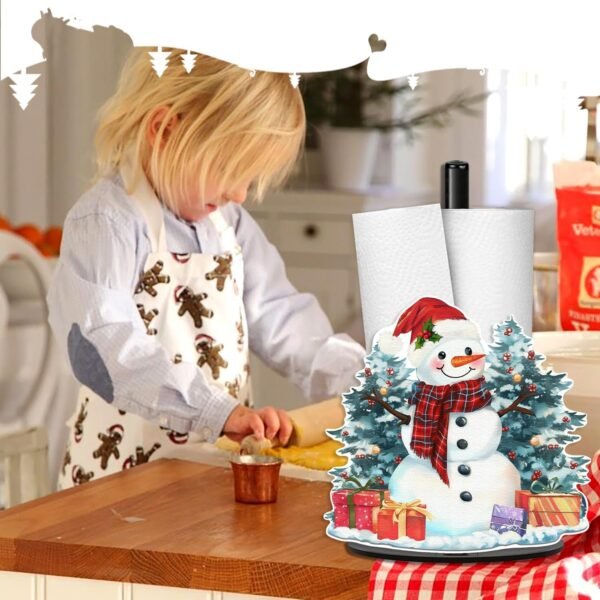 Snowman Paper Towel Holder, Christmas Decoration for Kitchen Home Bathroom, Metal Stand Paper Towel Holder Stand Large, Fall Towels Paper Holder for Countertops Farmhouse Decor - Image 2