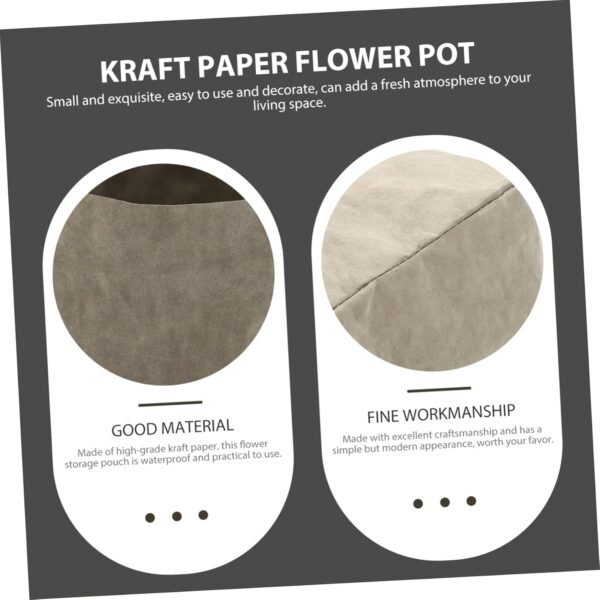 Kraft Paper Flowerpot Potato Lids Reusable Fruits Bag Food Washable Kraft Paper Storage Bag Cellophane Pantry Vegetable Pouch Instant Grow Bag Kitchen Planter Plants Pots Nut Grey - Image 6