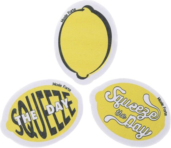 3Pack Lemon Dish Sponges | Squeeze The Day Fun Fruit Design | Cute Cellulose Compressed Kitchen Sponges |Natural & Biodegradable | Odor Resistant & None Scratch
