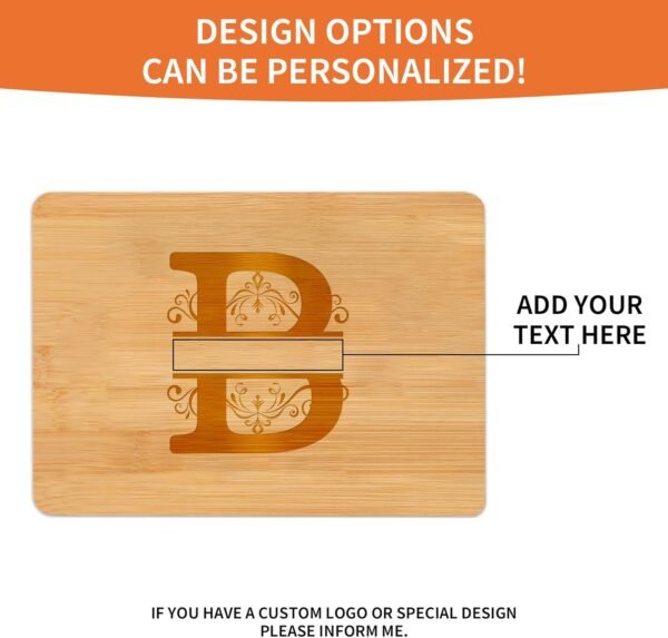 Vantaso Personalized Bamboo Cutting Board - Customized Alphabet Themed Chopping Block,Unique Gifts For Friends And Family,Great Present For Weddings, Housewarmings, Anniversaries And Holiday Gifts - Image 4