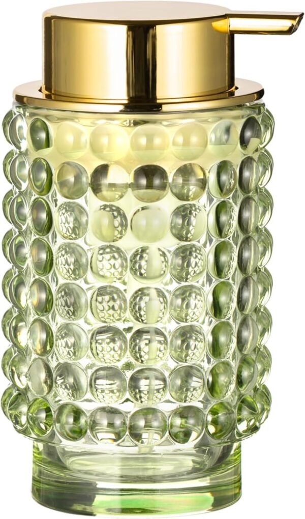 Glass Foaming Hand Soap Dispenser Foaming Soap Dispenser for Bathroom Decor Soap Dispenser with Pump（Foam Type/Green）