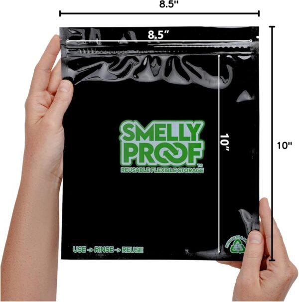 10pk 4-MIL Thick HEAVY DUTY Smelly Proof Reusable Bags Black, Reusable Food Storage Bags, Washable Ziplock Bags, US-Made, BPA Free, No PEVA, Non-Silicone, 10 x Reusable Freezer Bags, Quart 8.5" x 10" - Image 6