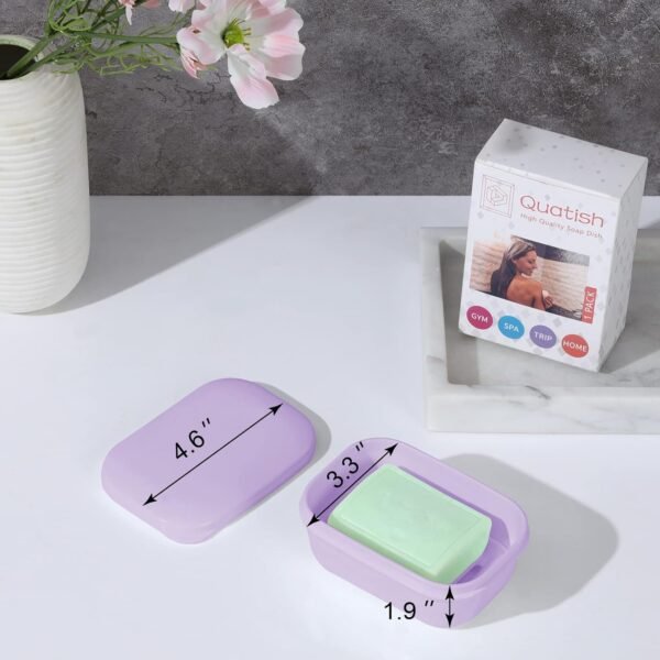 Quatish 2 Pack Travel Soap Container, Portable Soap Holder with Lid, Travel Bar Soap Holder, Soap Case for Camping Gym Travel, Soap Box for Bathroom,Purple - Image 4
