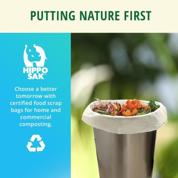 Hippo Sak - 13 Gallon Tall Kitchen Compostable Bags with Ergonomic Handles - Reinforced Bottom and Leak Proof Bags (45 Count) - Image 3
