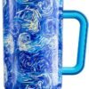Meoky Tumbler with Handle and Straw for Women: 40 oz Stainless Steel Insulated Tumbler with Lid and Straw 100% Leakproof for Car Cup Holders - Travelers Commuters Workers, Van Gogh