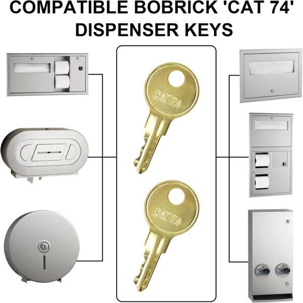Toilet Paper Dispenser Keys 10-Pack 33043 CAT74 Toilet Paper Towel Dispenser Key Dispenser Keys Paper Towel Key Compatible with Janitor Bobrick Cat 74 Dispenser - Image 5