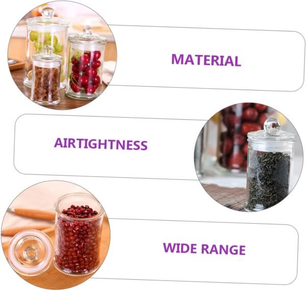 3 Pcs Glass Storage Jar Kitchen Storage Container Food Storage Jar Snack Storage Jar Storage Jar Container with Lid Kitchen Sealed Jar Cotton Tip Jar Transparent - Image 9