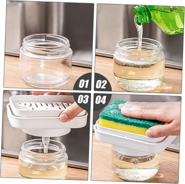 DOITOOL 4pcs Presser Liquid Double Dishwashing Sink Strainer Soap Foam Dispenser Faucet Simple Dispensers Drainers for Kitchen Sink Dish Soap Dispenser Sponge Human Soda Glass - Image 2