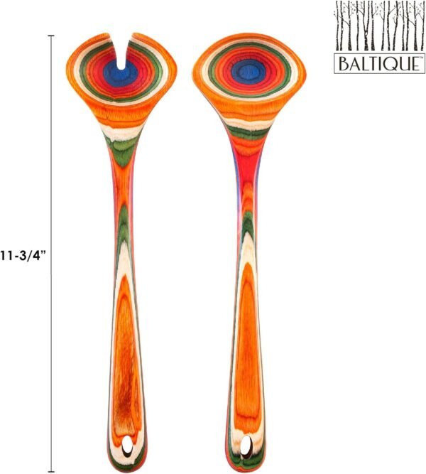 Baltique Marrakesh Collection Wooden Salad Serving Utensils Set, 11-3/4" Long - Image 6