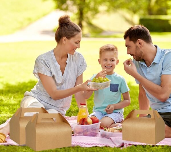 UnicoPak 30 Pcs 9x6x6 Large Gable Boxes Gift Boxes with Handles Food-grade Bakery Boxes Treat Boxes Paper Lunch Boxes To Go for Birthday Wedding Party Favors Picnic Business Christmas - Image 5