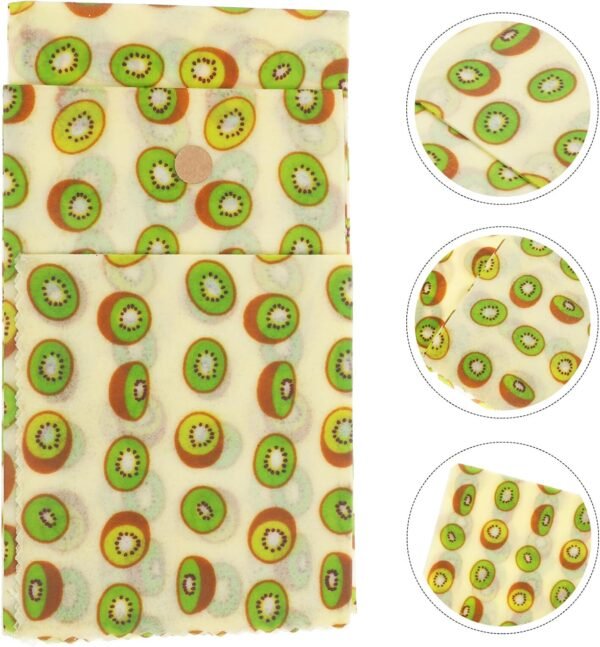 Kichvoe 3pcs Beeswax Beeswax Food Wraps Beeswax Food Packaging Beeswax Cloth Reusable Food Wraps Kiwi Fruits Food Wrapping Cloth Beeswax Paper Beeswax Bowl Cover Kitchen Supplies - Image 3