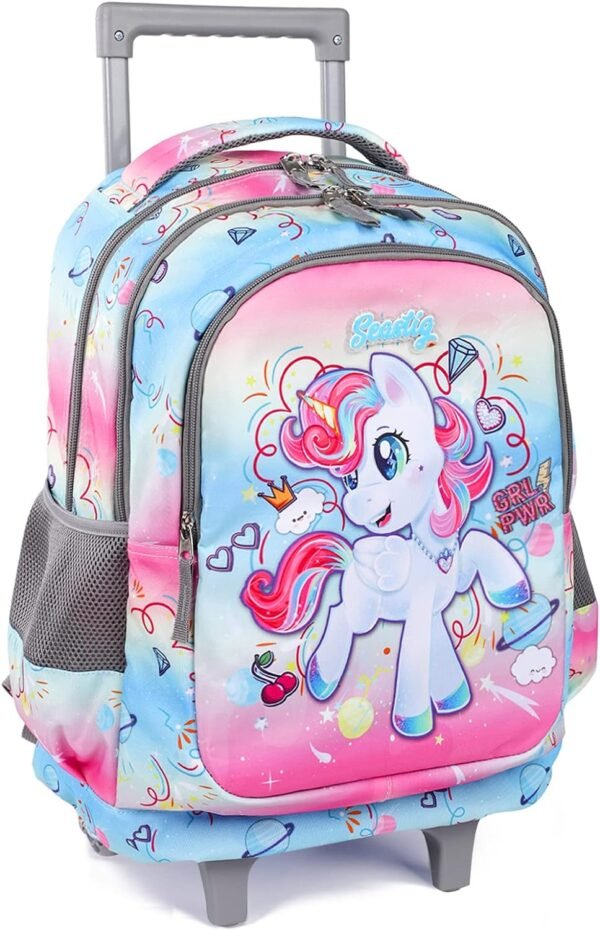 seastig Rolling Backpack for Kids Wheeled Backpack 18in Double Handle Backpack with Wheels