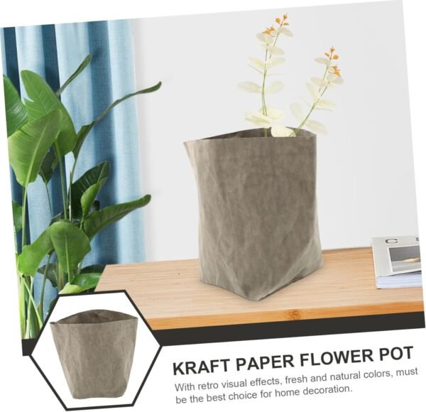 Kraft Paper Flowerpot Potato Lids Reusable Fruits Bag Food Washable Kraft Paper Storage Bag Cellophane Pantry Vegetable Pouch Instant Grow Bag Kitchen Planter Plants Pots Nut Grey - Image 9