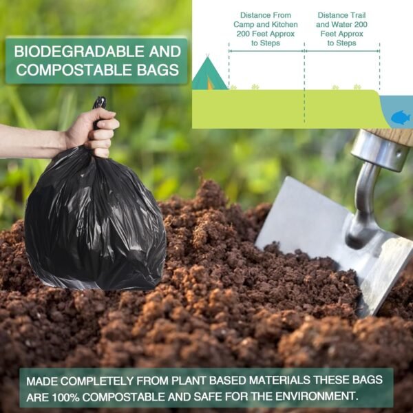 80 Portable Toilet Bags 100% Compostable 8 Gallon Camping Toilet Bags Use with 5 Gallon Bucket Toilet Waste Bags, Disposable Biodegradable Camping Poop Bags for Outdoor Camping Trash Bags - Image 4