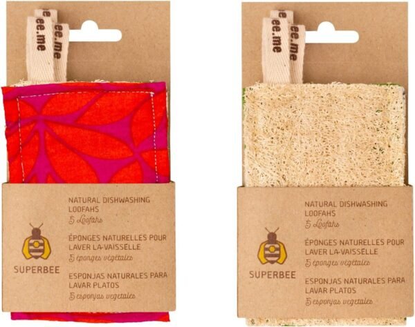 SUPERBEE Natural Kitchen Sponges 10 Pack - Plant-Based Biodegradable Loofah Dish Sponge - Eco-Friendly, Zero-Odor, Cleaning Dirty Dishes, pots, and Pans, Cleaning - Plastic-Free Sponge