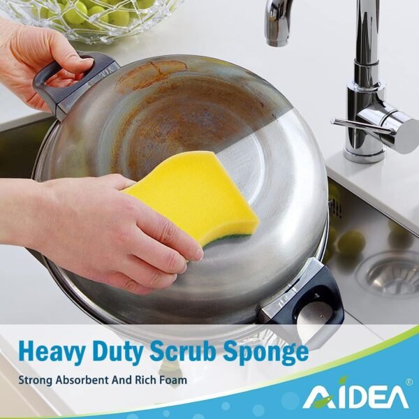 AIDEA Heavy Duty Scrub Sponge-50 Count, Cleaning Sponge, Kitchen Dish Sponge, Effortless Cleaning Eco Scrub Pads for Dishes,Pots,Pans All at Once - Image 5