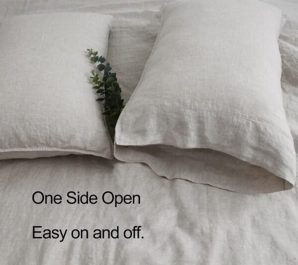 S VICTORY SYMBOL 100% Organic Linen Pillow Cases 20x40inch Set of 2,French Flax Soft Basic StylePillowcase Natural Linen Colour,King Size - Image 4