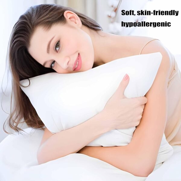 Ultra Thin Flat Soft Bed Pillows Standard Size Set of 2 Pack for Sleeping 20"x26", Hypoallergenic Skin Friendly Machine Washable - Image 3