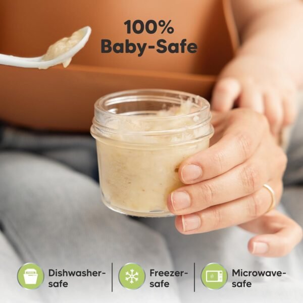 KeaBabies 12pk 4oz Glass Baby Food Containers - Leak-Proof, Microwavable Small Baby Glass Jars with Lids, Baby Food Storage Containers, Baby Snack Containers, BPA-Free Baby Food Jars (Nord) - Image 5