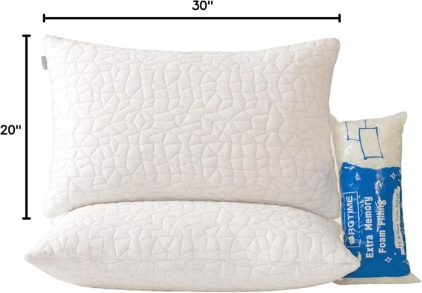 Shredded Memory Foam Pillows - Queen Size Set of 2,Adjustable Bed Pillows for Side Back Stomach Sleepers,Comfy Cooling Pillows for Sleeping with Washable Cover - Image 8