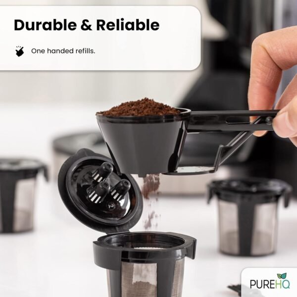 3 Ninja Reusable Coffee Filter Pods for Ninja Dual Brew Coffee Maker - Includes Scoop Funnel - For Ninja Coffee Maker DualBrew Pro, CFP201 CFP301 CFP400 - Reusable K Cups for Ninja Coffee Brewer - Image 4