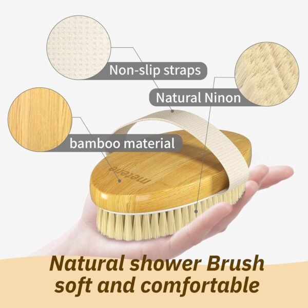 Metene Dry Brushing Body Brush with Soft and Stiff Natural Bristles, Body Exfoliating/Massage Scrub Brush for Cellulite and Lymphatic, Improve Your Circulation, 2 Pack - Image 3