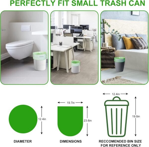 Small Trash Bags 4-6 Gallon, Inwaysin 200 Count Biodegradable Trash Bags 4 Gallon, Extra Strong Small Garbage Bags Unscented, Size Expanded, Green, for Bathroom Bedroom Office Kitchen Trash Can - Image 6