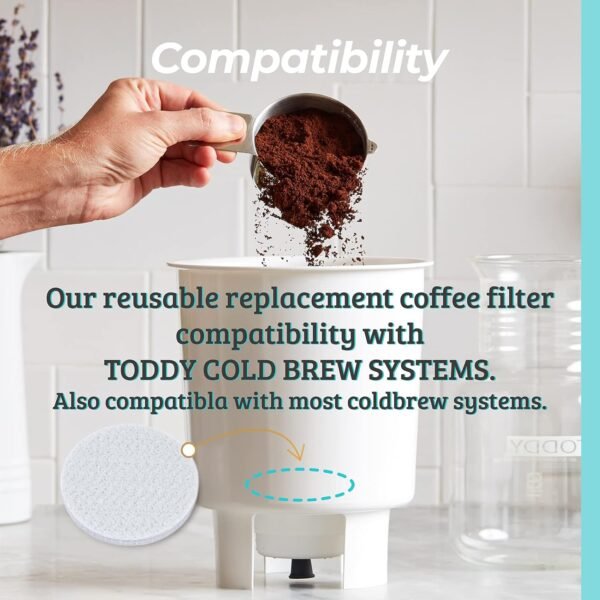 Cold Brew Coffee Filter Compatible with Toddy Filter - Replacement for Toddy Cold Brew Filter Fit for Toddy Cold Brew System - Reusable Round Coffee Filters - 14 Pack - Image 4