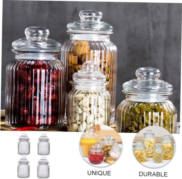 Cabilock 4pcs Glass Bottle with Lid Canister Food Storage Containers with Lids Airtight Clear Bins Storage Organization Tray Cups Pet Labels Honey Container Glass Tea Container Transparent - Image 7