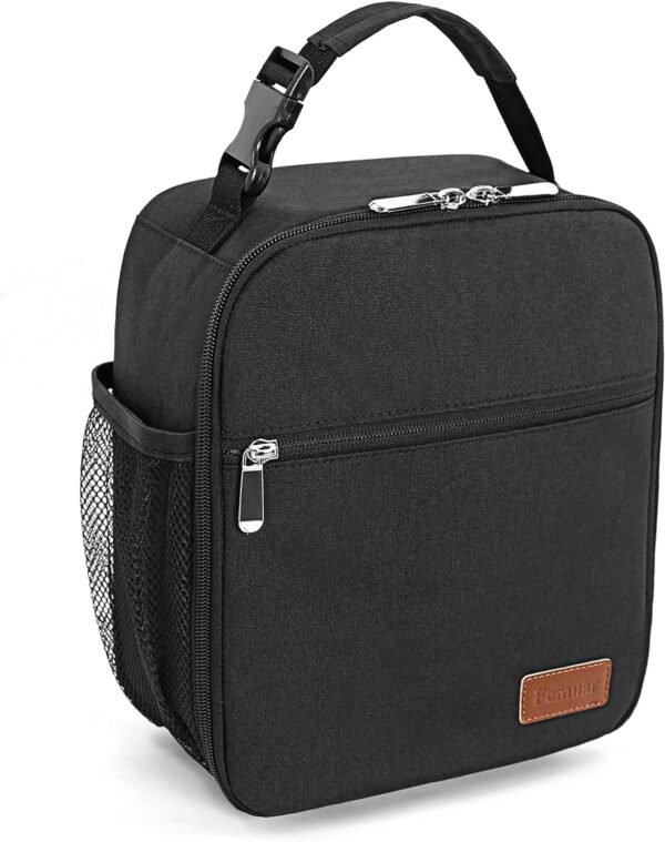 Femuar Lunch Box for Men Women Adults Small Lunch Bag for Office Work Picnic - Reusable Portable Lunchbox, Black
