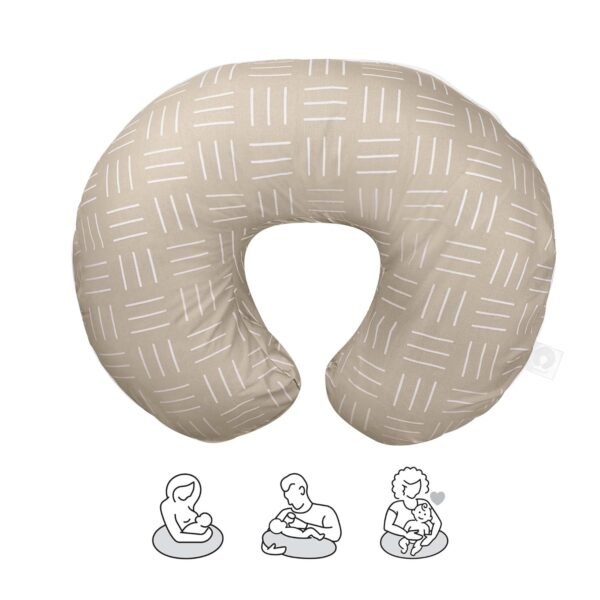 Boppy Nursing Pillow Organic Original Support, Sand Criss Cross, Ergonomic Nursing Essentials for Bottle and Breastfeeding, Firm Hypoallergenic Fiber Fill with 100% Organic Cotton Nursing Pillow Cover - Image 4