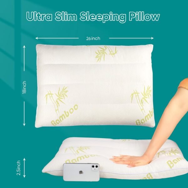 MINUPWELL Ultra Thin Pillows, Flat Pillows for Sleeping Thin, 7D High Support 2.5 inch Height Slim Bed Pillows for Stomach Sleeper, Standard Size -18x26 in - Rayon Derived from Bamboo - Image 4