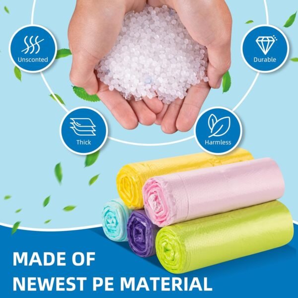 Trash-Bags Kitchen-Bathroom 4 Gallon Small-Garbage Bag - Unscented Multiple Colors With Handle 200 Count Plastic Car Recycling Can Liners Outdoor Yard Office Yard Eco Friendly Strong Acqkunlo - Image 3
