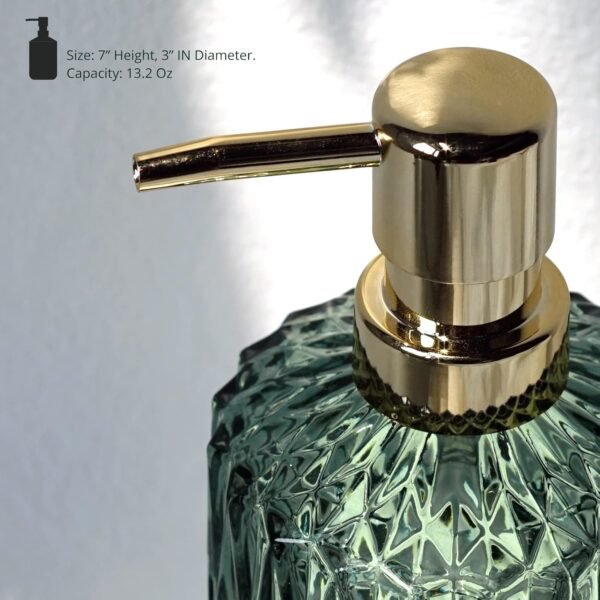 EMPO Clear Glass Soap Dispenser with ABS Plastic Pump, Crystal Lotion Dispensers for Kitchen Sink, Bathroom (Green) - Image 6