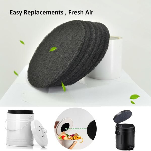 6.7 inch Compost Filters for Countertop Bin Charcoal Filter for Kitchen Compost Bin Pail Replacement Filter Carbon Filters Round Charcoal Filters for Compost Bucket 6 Pack - Image 2