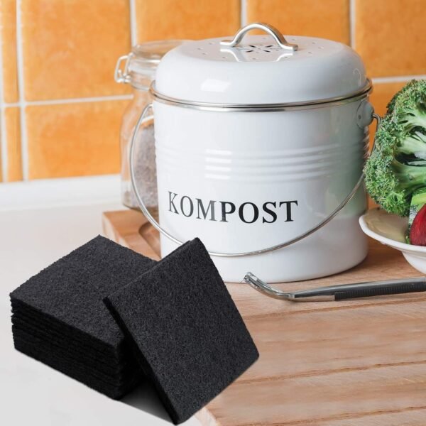 16 Pieces Compost Bin Filters Kitchen Compost Charcoal Filters Refills Replacement Filters for Kitchen Compost Bucket Pail Countertop Bins Filter, Square - Image 5