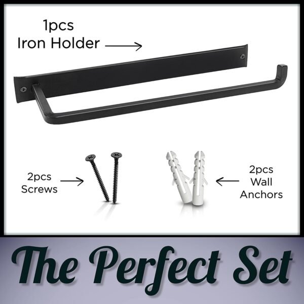 Wrought Iron Paper Towel Holder - Wall Mount Paper Towel Holder for Kitchen, Rustic Paper Towel Holder Wall Mount Decor for Farmhouse Style & Vintage Houses - Black, 13.7 x 4.5 x 1.5 Inches - Image 5
