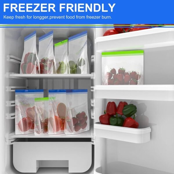 12 Pack Reusable Gallon Freezer Bags Dishwasher Microwave Safe,BPA Free Reusable Bags Silicone Stand Up Leakproof Reusable Food Storage Bags for Meal Prep Fruits Fridge Kitchen Organization - Image 6