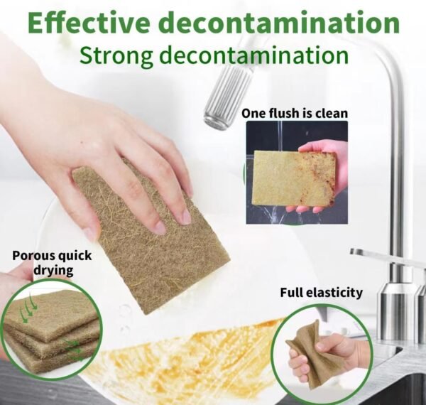 Natural Scoring Pads (５Pack) - EMIN Non Scratch sisal Biodegradable Cleaning Sponge pad - Scrubbing Pad for Kitchen Cleaning, Dishes and Pots - Eco Friendly - Image 6