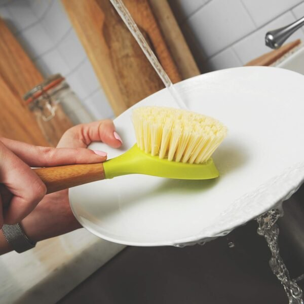 Full Circle Be Good Bamboo Handle Dish Brush – Sustainable Kitchen Cleaning with Tough Bristles - Natural Dish Scrubber & Cast Iron Cleaner - Long Handle Brush for Dishes, Pots, and Pans, Green - Image 4
