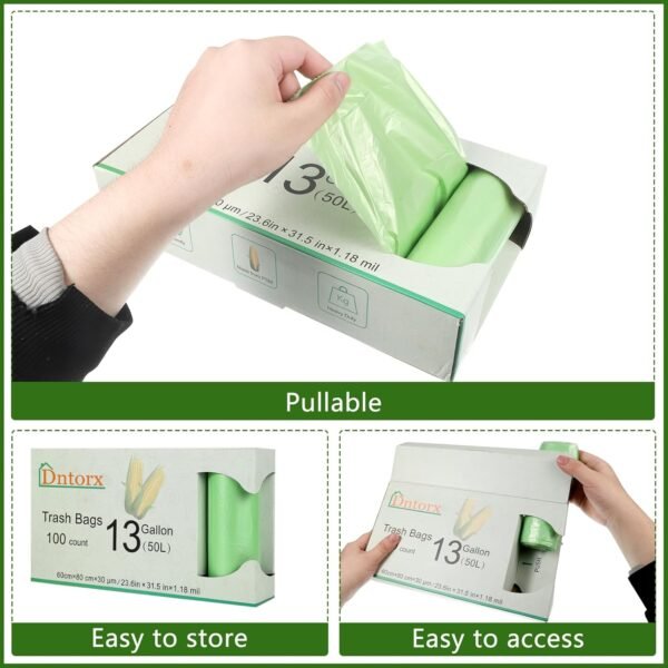 Garbage Bags, 100 Count 13 Gallon Trash Bags 1.18Mils Tall KitchenTrash Bags Heavy Duty Trash Bags Kitchen Garbage Bags for Kitchen Office Bedroom Bathroom Trash Can Liners - Image 3