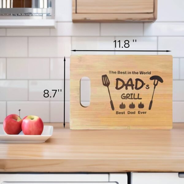 Christmas Gifts for Dad, Dad Gifts, Birthday Gifts for Dad, Bamboo Cutting Board Gift for Father, Dad Gifts from Daughter Son for Christmas - Father's Day - Birthday, 11.8’’L x 8.7’’W x 0.4’’Th - Image 3