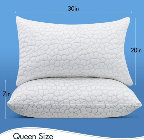 SUPA MODERN Cooling Bed Pillows for Sleeping 2 Pack Shredded Memory Foam Pillows Adjustable Cool Pillow for Side Back Stomach Sleepers Luxury Gel Pillows Queen Size Set of 2 Washable Removable Cover - Image 6