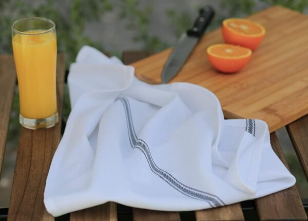 AMOUR INFINI Cotton Herringbone White Dish Towels Set of 12 - Highly Absorbent, Super Soft Tea Towel with Hanging Loops - Extra Large Quick Dry Bar Towel (16x28 Inch - Charcoal) - Image 4