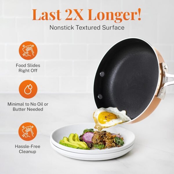 GOTHAM STEEL 10 Pc Copper Pots and Pans Set Non Stick, Kitchen Cookware Sets, Space Saving Non Stick Pots and Pan Set, Nonstick Cookware Set, Non Toxic Cookware Set, Pot Set, Dishwasher Safe - Image 4
